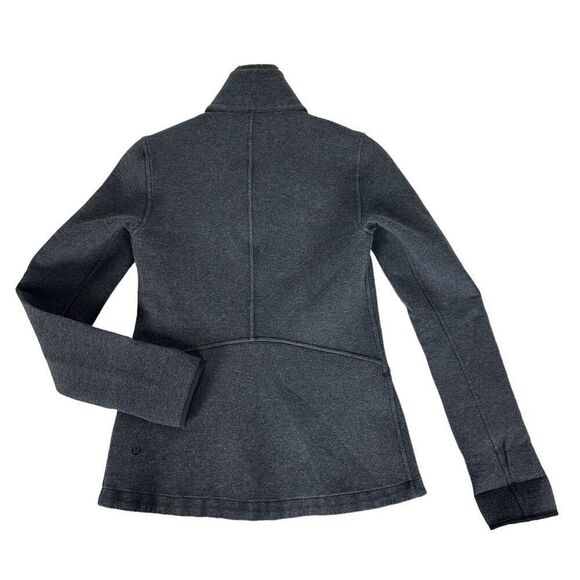 Lululemon Insculpt Zip Jacket Mock Neck Size 4 Heathered Black Ponte Knit - Picture 3 of 9
